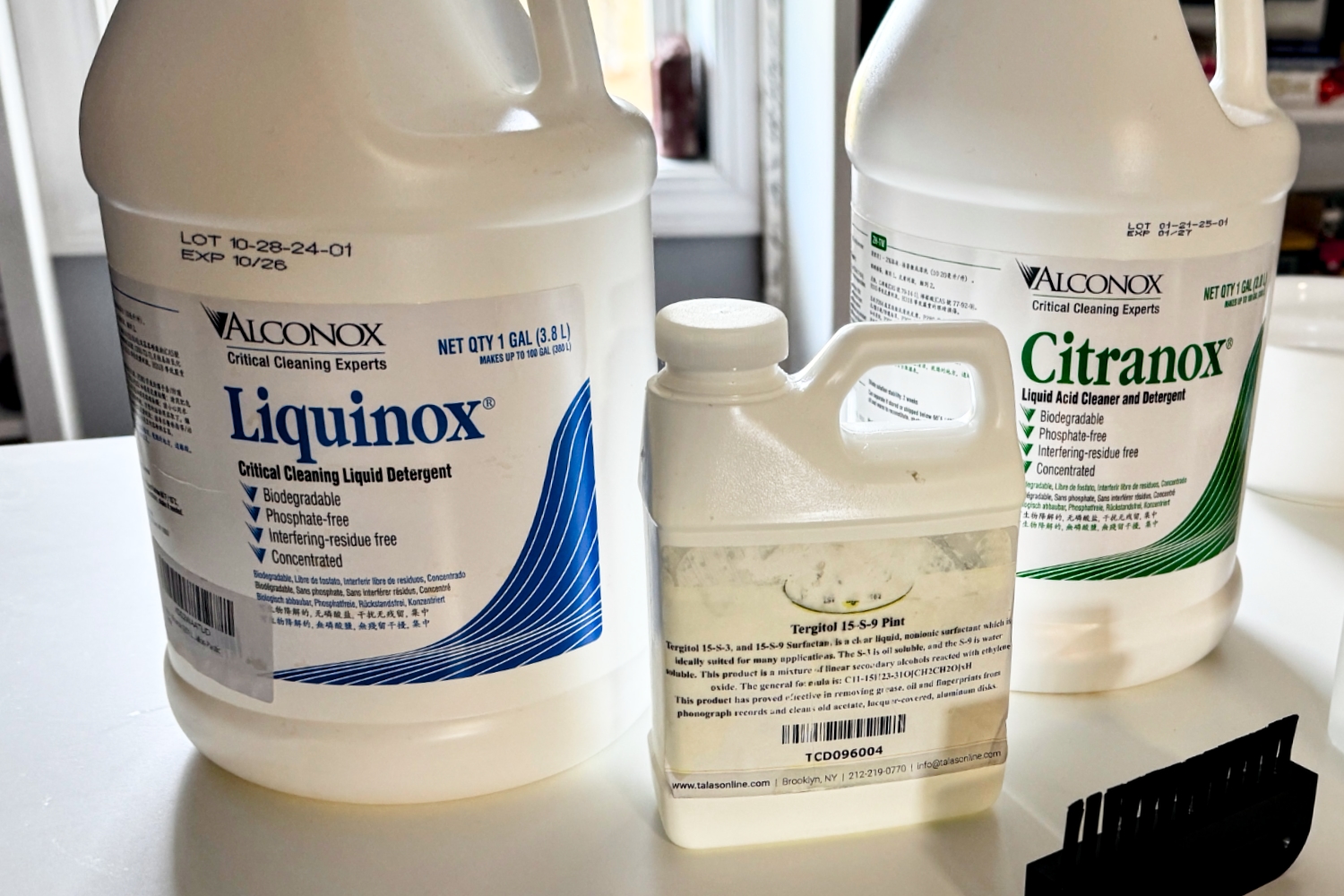 Liquinox, Citranox, and Tergitol